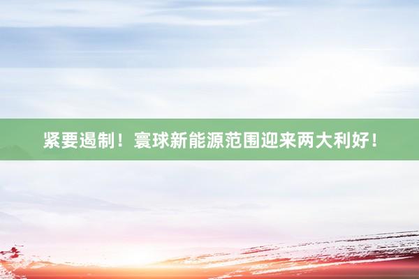 紧要遏制！寰球新能源范围迎来两大利好！