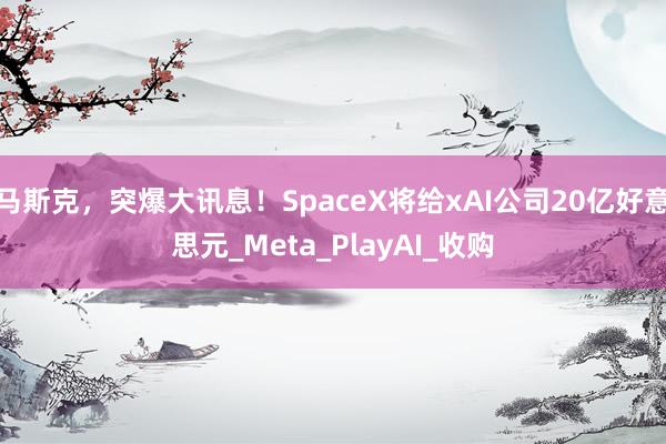 马斯克，突爆大讯息！SpaceX将给xAI公司20亿好意思元_Meta_PlayAI_收购