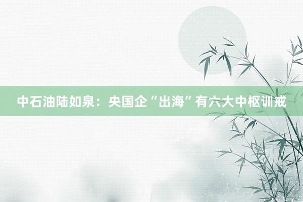 中石油陆如泉：央国企“出海”有六大中枢训戒
