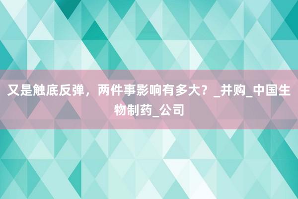 又是触底反弹，两件事影响有多大？_并购_中国生物制药_公司