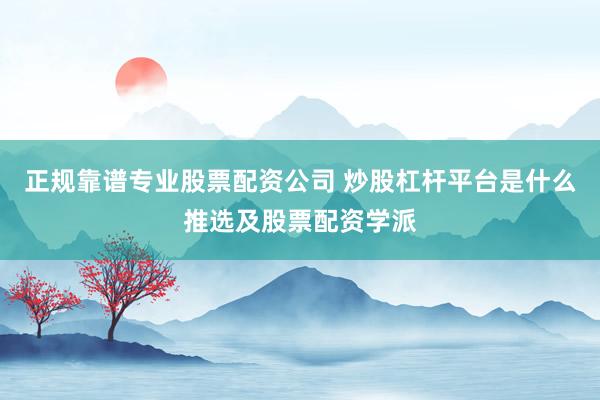正规靠谱专业股票配资公司 炒股杠杆平台是什么推选及股票配资学派
