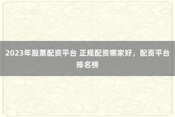2023年股票配资平台 正规配资哪家好，配资平台排名榜