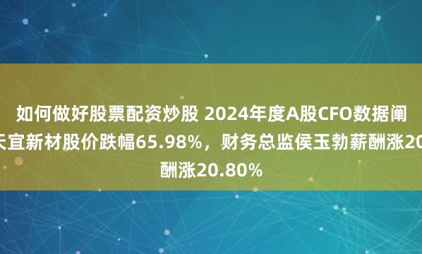 如何做好股票配资炒股 2024年度A股CFO数据阐扬：天宜新材股价跌幅65.98%，财务总监侯玉勃薪酬涨20.80%