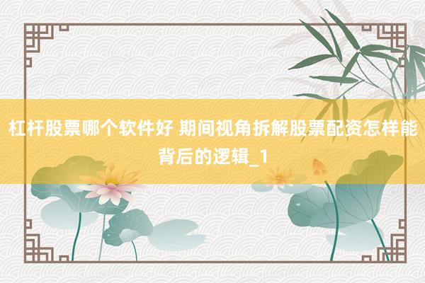 杠杆股票哪个软件好 期间视角拆解股票配资怎样能背后的逻辑_1