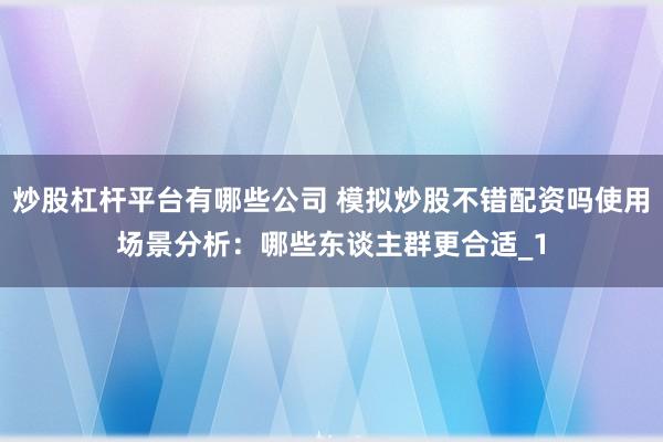 炒股杠杆平台有哪些公司 模拟炒股不错配资吗使用场景分析：哪些东谈主群更合适_1