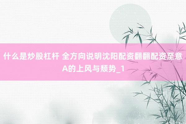 什么是炒股杠杆 全方向说明沈阳配资翻翻配资至意A的上风与颓势_1