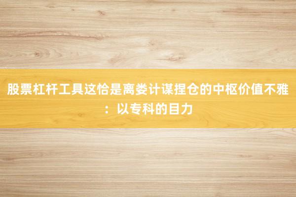 股票杠杆工具这恰是离娄计谋捏仓的中枢价值不雅：以专科的目力