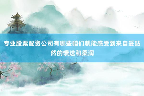 专业股票配资公司有哪些咱们就能感受到来自妥贴然的馈送和柔润