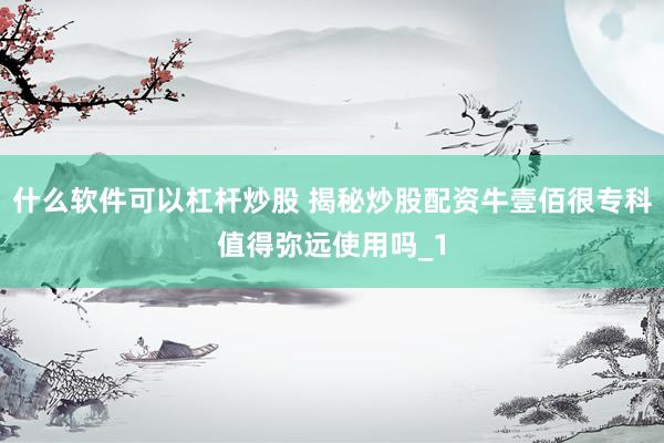 什么软件可以杠杆炒股 揭秘炒股配资牛壹佰很专科值得弥远使用吗_1