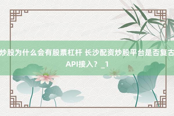 炒股为什么会有股票杠杆 长沙配资炒股平台是否复古API接入？_1