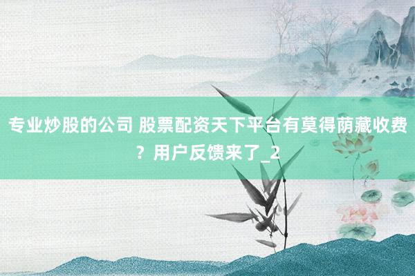 专业炒股的公司 股票配资天下平台有莫得荫藏收费？用户反馈来了_2