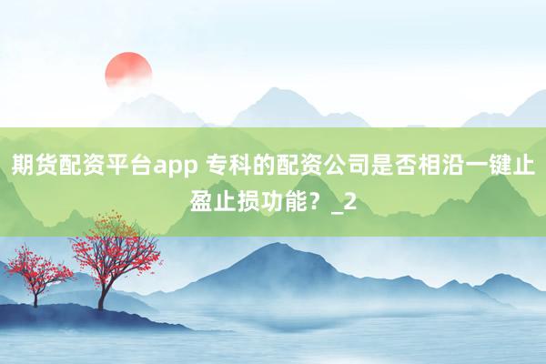期货配资平台app 专科的配资公司是否相沿一键止盈止损功能？_2