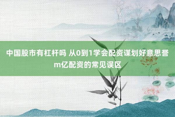 中国股市有杠杆吗 从0到1学会配资谋划好意思誉m亿配资的常见误区